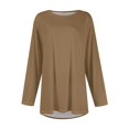 thumbnail image 4 of JULMCOMO Light Brown Plus Size Shirts for Women Dressy Long Sleeve Crew Neck Shirts Fashion Casual Basic color Tees Loose Oversized Tunic Blouse Light Brown 5XL, 4 of 5