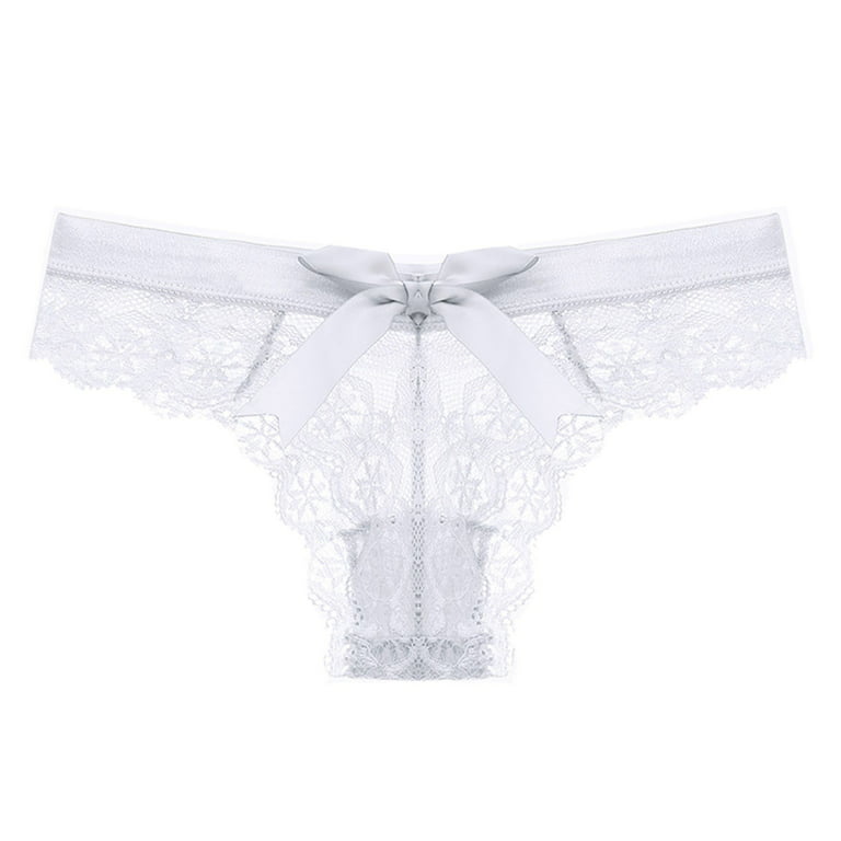 Aayomet Underpants For Women Womens Transparent Seamless Lace Slit Panties  Low Waist Bow Panties,White XL 