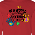 thumbnail image 4 of Inktastic In a World You Can Be Anything Be Kind Autism Awareness Long Sleeve T-Shirt, 4 of 5