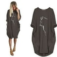 thumbnail image 3 of PENGXIANG Robe Chandail Oversize pour Femmes Imprimé Chat Manches Courtes Été Poche Mini Robe de Plage pour Femmes 2022, 3 of 5