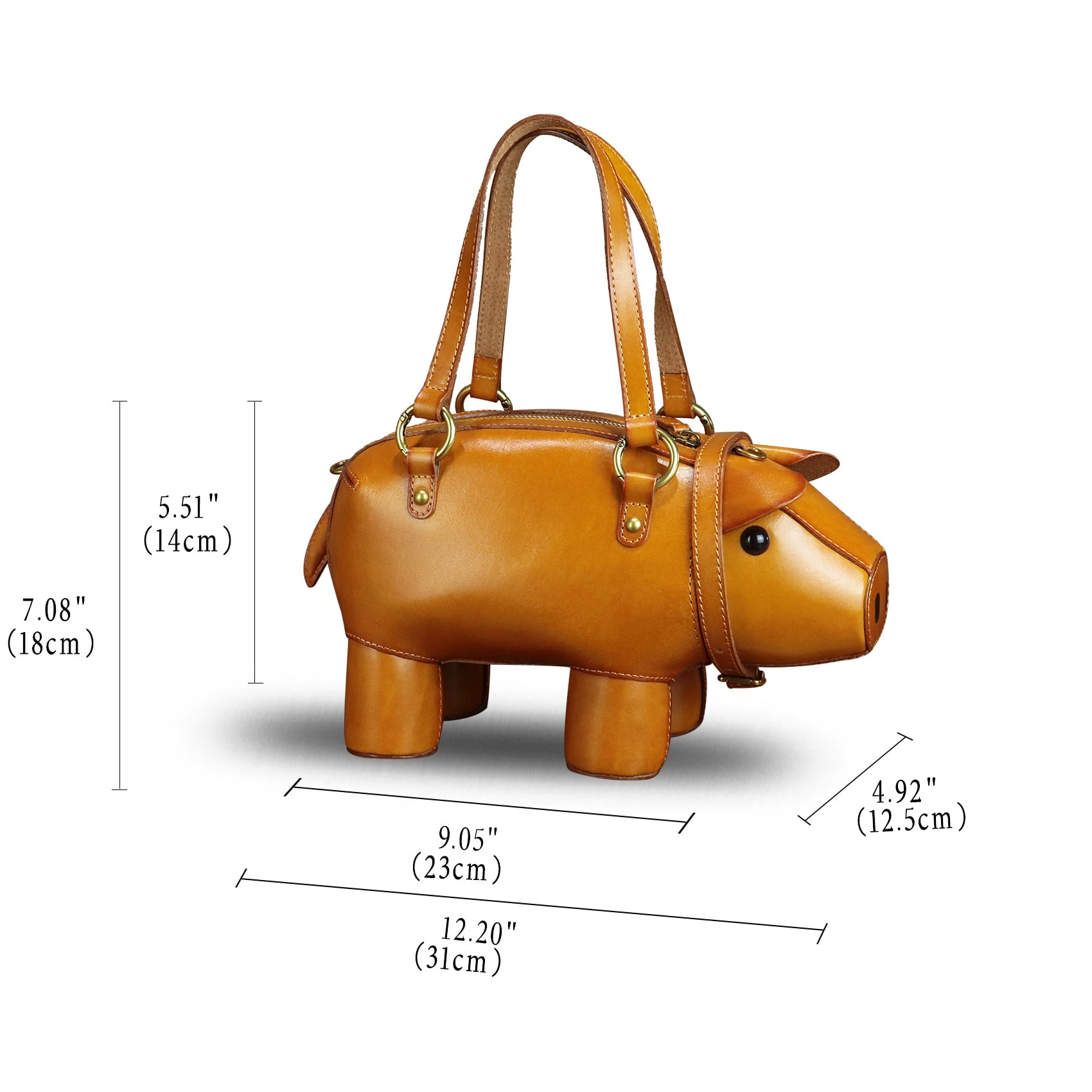 Genuine Leather Purse and Handbag for Women Pig Shape Crossbody Shoulder Bag