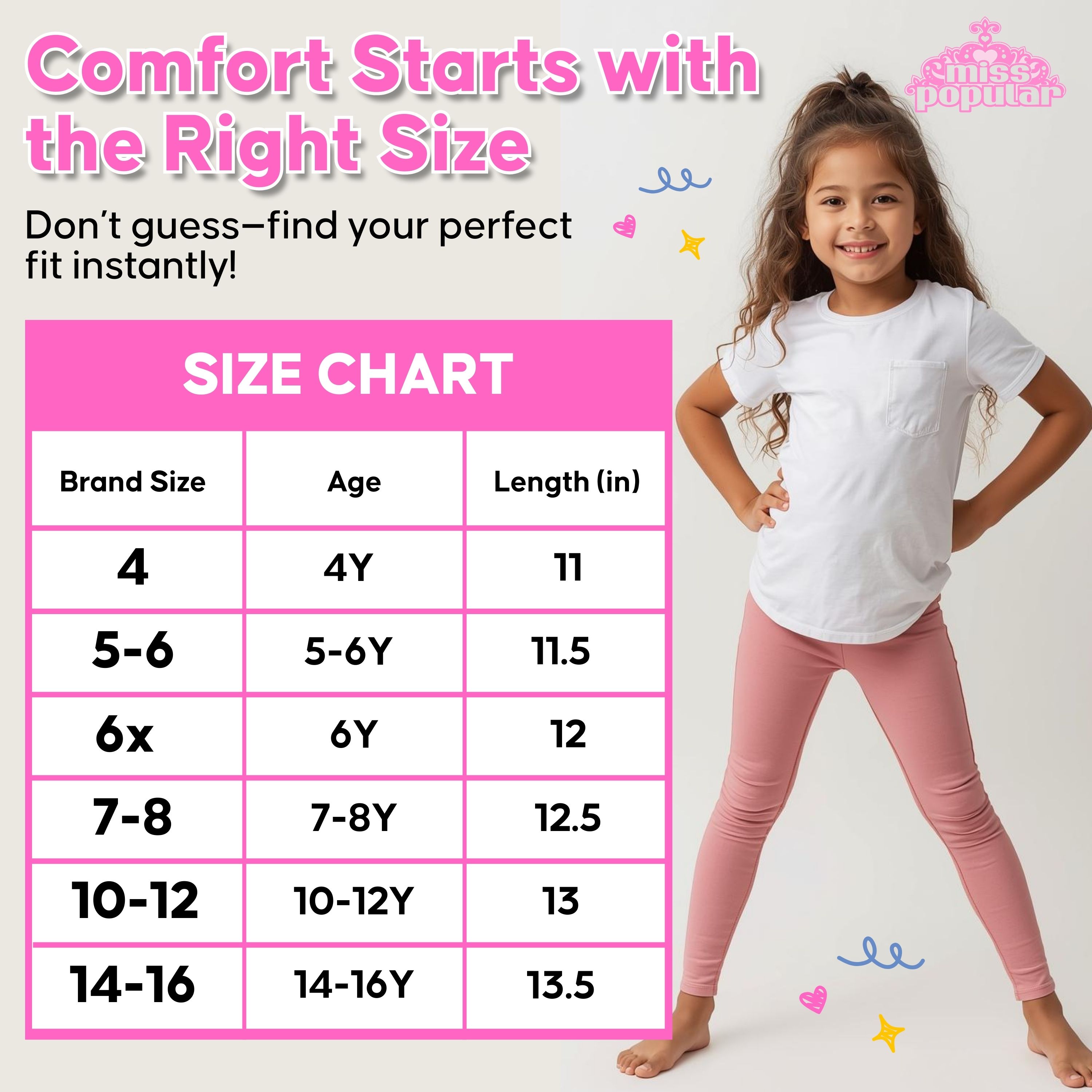 Miss Popular Girls 5-Pack Leggings Cotton Spandex Sizes 4-16 photo 5