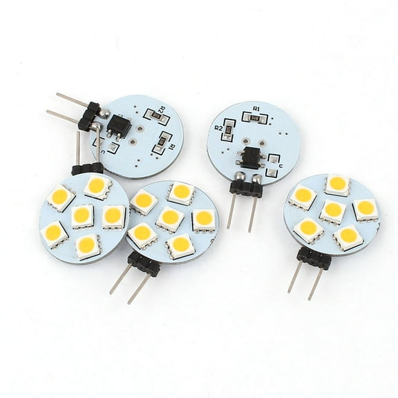 Unique Bargains 0.9" 120 Degree Car G4 Base 5050 6 SMD Light Bulb Lamp Metal White 5Pcs
