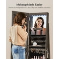 thumbnail image 7 of LED Mirror Jewelry Cabinet Standing Jewelry Armoire Organizer Box with Full-Length Mirror and Adjustable LED Lights Ash Brown, 7 of 7