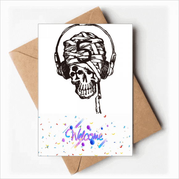 Casque l Modèle de Musique Illustrent les Enveloppes de Cartes de Voeux de Bienvenue Blanc