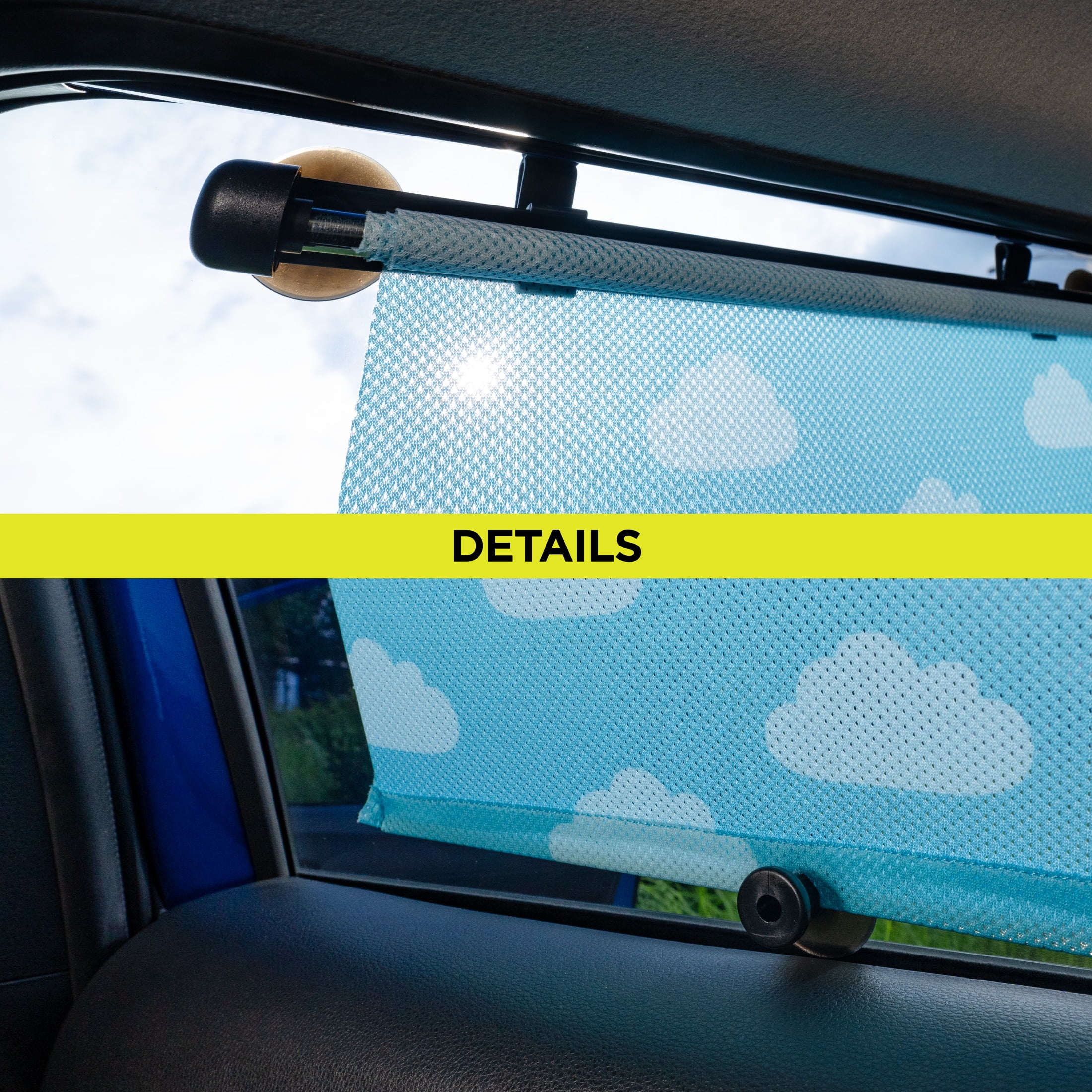 (2 pack) Auto Drive 1 Count Blue Retractable Cloud Roller Windshield Visor Sun Shade Product, Size 14" x 19"