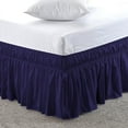 thumbnail image 2 of Wrap Around Ruffle Bed Skirt - Easy Fit 12-Inch Tailored Drop with Elastic - 100% Microfiber- Hotel Quality Ruffle Bed Skirt - Fade Resistant & Cool-King Size- Navy Blue Solid, 2 of 5