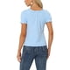thumbnail image 3 of INSPIRAR CHIC Blusa de cuadros Gingham para mujer con cuello redondo, volantes y mangas abullonadas, talla M, 3 of 6
