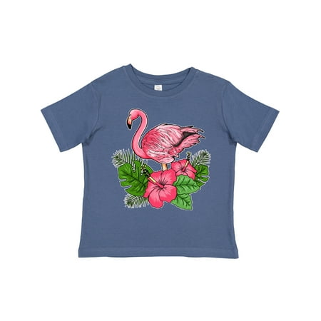 

Inktastic Flamingo with Tropical Flowers Gift Toddler Boy or Toddler Girl T-Shirt