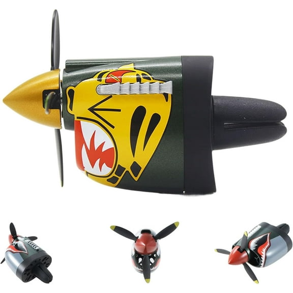 P-40 Fighter Car Air Vent Decoration - Spinning Propeller, Shark Nose Air Freshener Clip for Auto Interior Decor & Gift(XX)