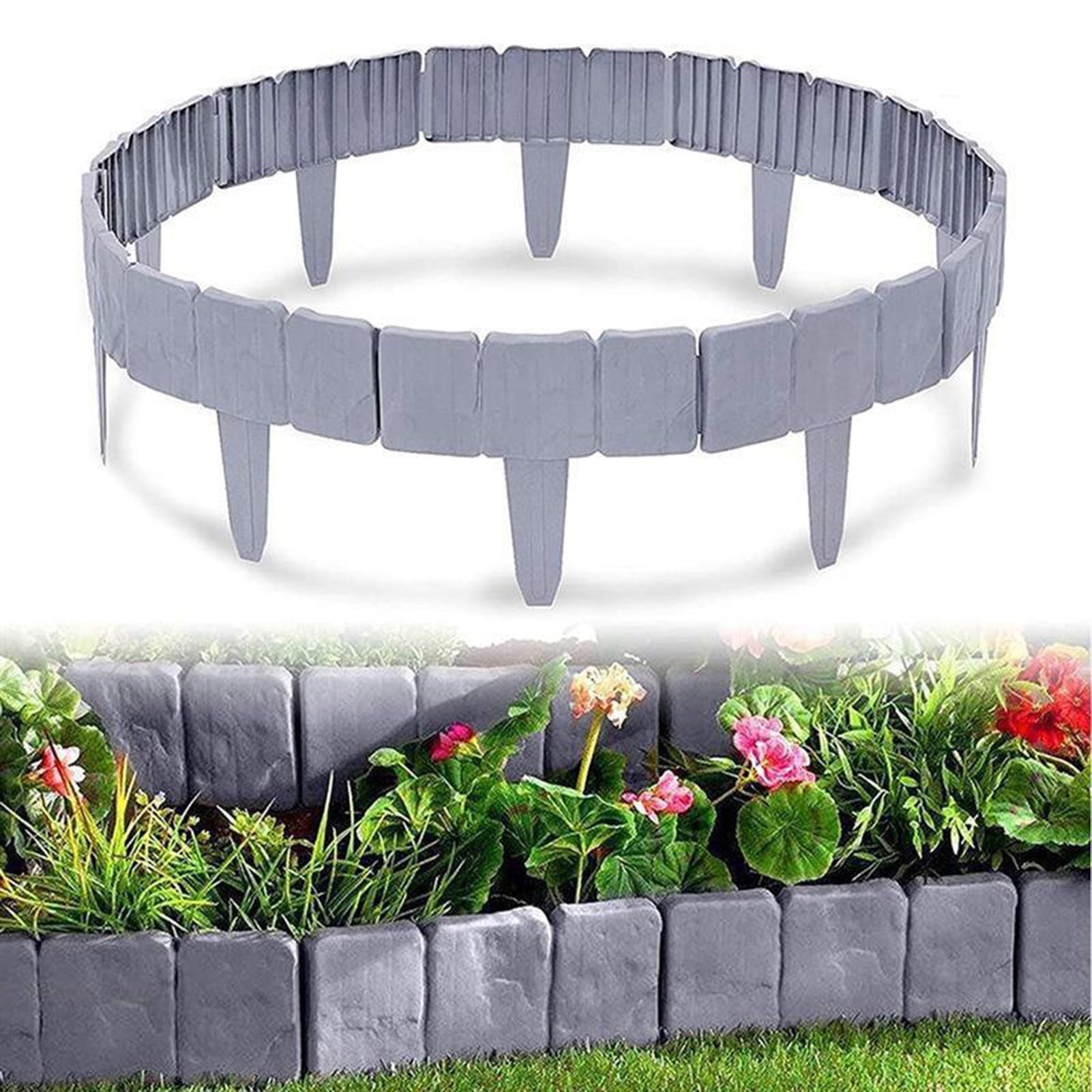 Hyasfey 20 Pcs Garden Edging Border All-weather No Dig Lawn Edging Border Flexible Interlocking Landscape Fence Border for Outdoor Yard Walkway