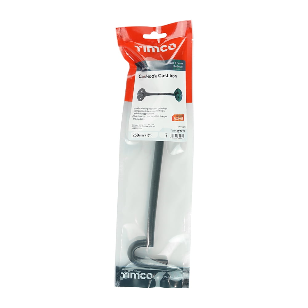Timco - Cabin Hooks - Black (Size 10" - 1 Each)