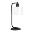 thumbnail image 2 of HomeRoots 524486 20 in. Black & White Metal Arched Table Lamp with White Drum Shade, 2 of 5