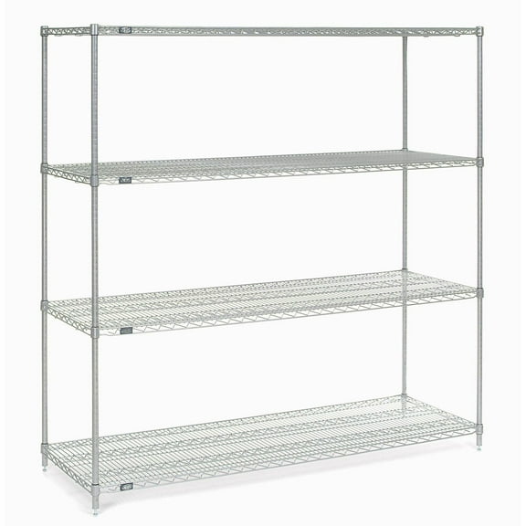 Nexel Wire Shelving, Poly-Z-Brite, 72"W x 24"D x 54"H