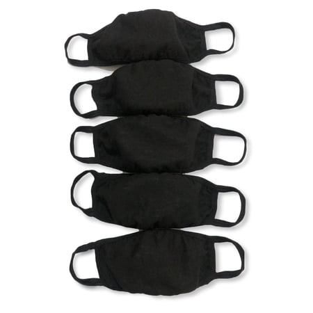 5-Pack Fashionable 100% Cotton Face Masks - Many Prints - black, one size