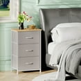 thumbnail image 3 of Eunos Nightstand with Removable Fabric Storage, 3 Drawer Small Dresser for Bedroom Hallway, Ash Grey, 3 of 8