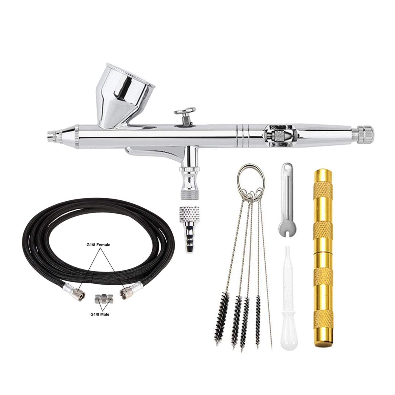 Dual Action Airbrush Pen Kit Gun Makeup 0.3MM Nozzle Air Valve Brush G 1/8 Nail Art Design With Accessories ,Easy to Operate