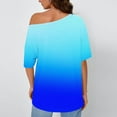 thumbnail image 6 of yievot Women Oversized Tops Off Shoulder Gradient Printed Short Sleeve Loose T Shirts Fashion Clothing, 6 of 6