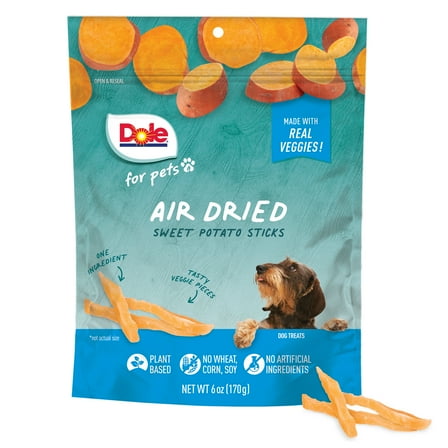 Dole Air Dried Sweet Potato Veggie Sticks Dog Treats, Made with Real Sweet Potato, Single Ingredient, 6oz
