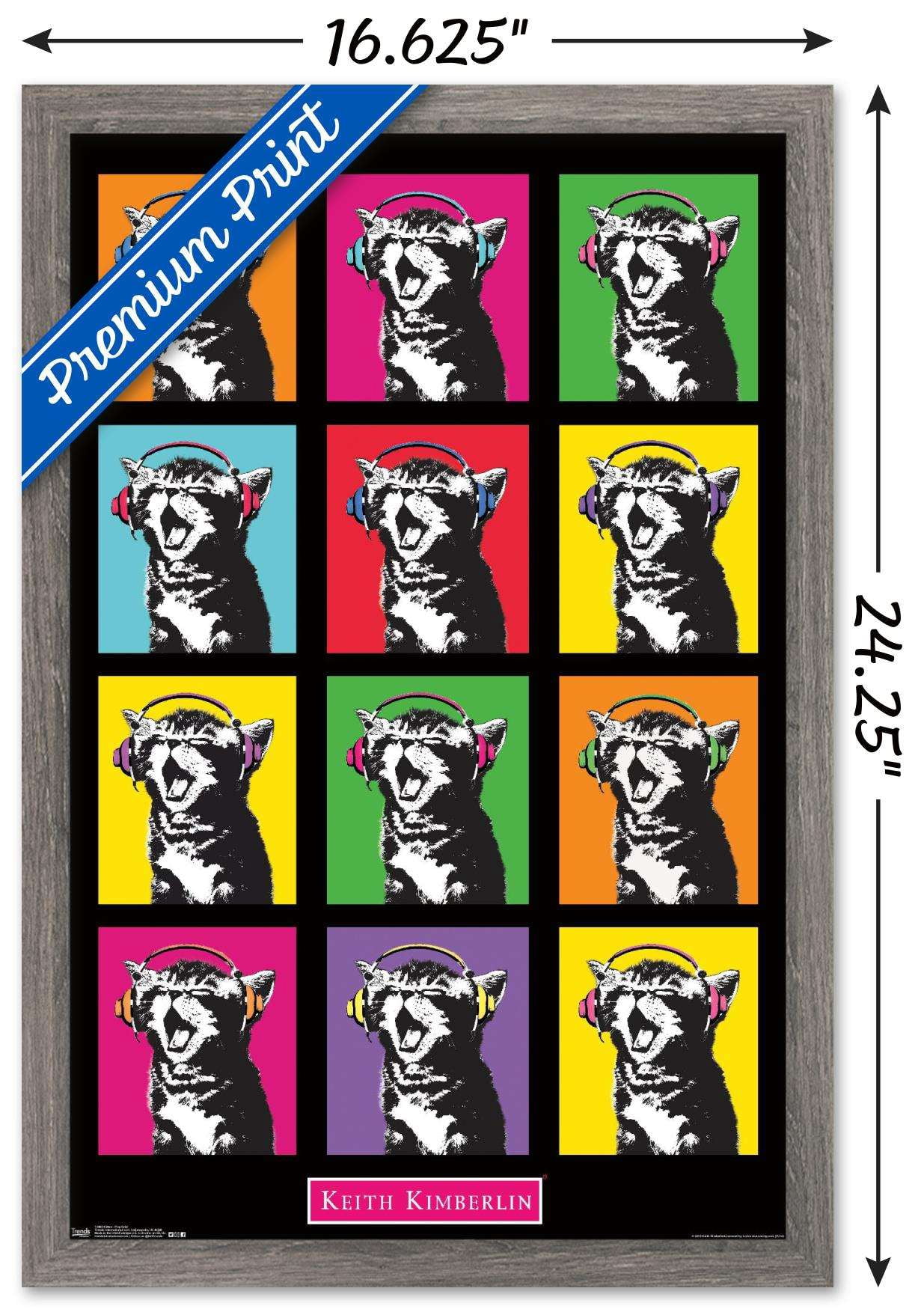 Keith Kimberlin - Kitten - Pop Grid Wall Poster, 14.725" x 22.375", Framed