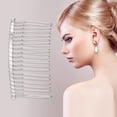 thumbnail image 3 of 2 Pcs No Slip Hair Side Combs Accessories, Metal, Silver Tone, 3", 3 of 5