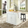 thumbnail image 2 of OXFORD BUTCHER BLOCK TOP KITCHEN ISLAND IN WHITE FINISH WITH 24" BLACK UPHOLSTERED SADDLE STOOLS, 2 of 3