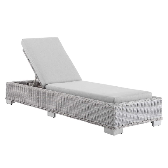 Modway Conway Sunbrella? Outdoor Patio Wicker Rattan Chaise Lounge in Light Gray Gray