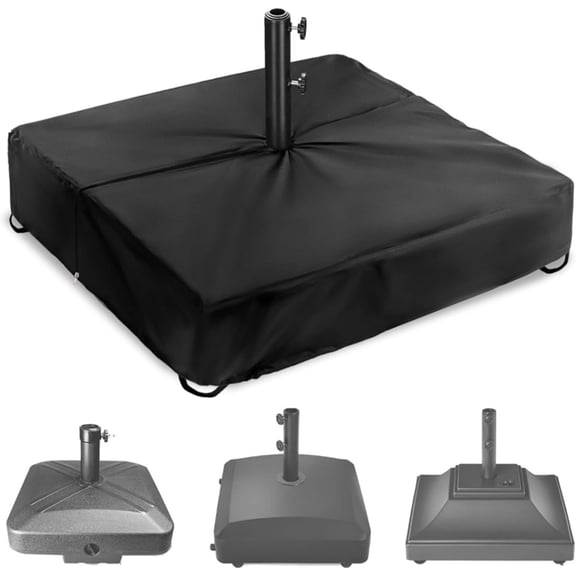 Square Umbrella Base Cover Outdoor Patio Stand Protector Heavy Duty Pole Sleeve Multipurpose Garden Parasol Anchor Wrap (Black)