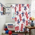 thumbnail image 3 of Independence Day Star Shower Curtain, 72" x 84", Patriotic USA Flag Red Blue Star Fireworks Waterproof Bathroom Curtain Washable Shower Curtain Set with 12 Hooks, 3 of 9