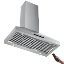 48 Inch 1200 CFM Ducted Wall Mount Range Hood in in Stainless Steel, With Remote Control and LED Light