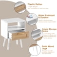 thumbnail image 4 of LoLado 15.75" Rattan End Table with Drawer and Solid Wood Legs, Modern Nightstand, Side Table for Living Room, Bedroom, White, 4 of 10