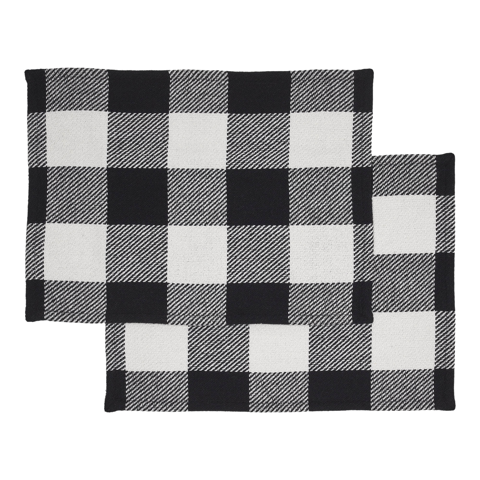 VHC Brands Placemat 13x19 Set of 2, Cotton Dining Room, Kitchen Placemat, Dining Table Placemats, Place Mat, Annie Buffalo Check Collection, Rectangle 13x19, Country Black, 6 Pack 12 Pack