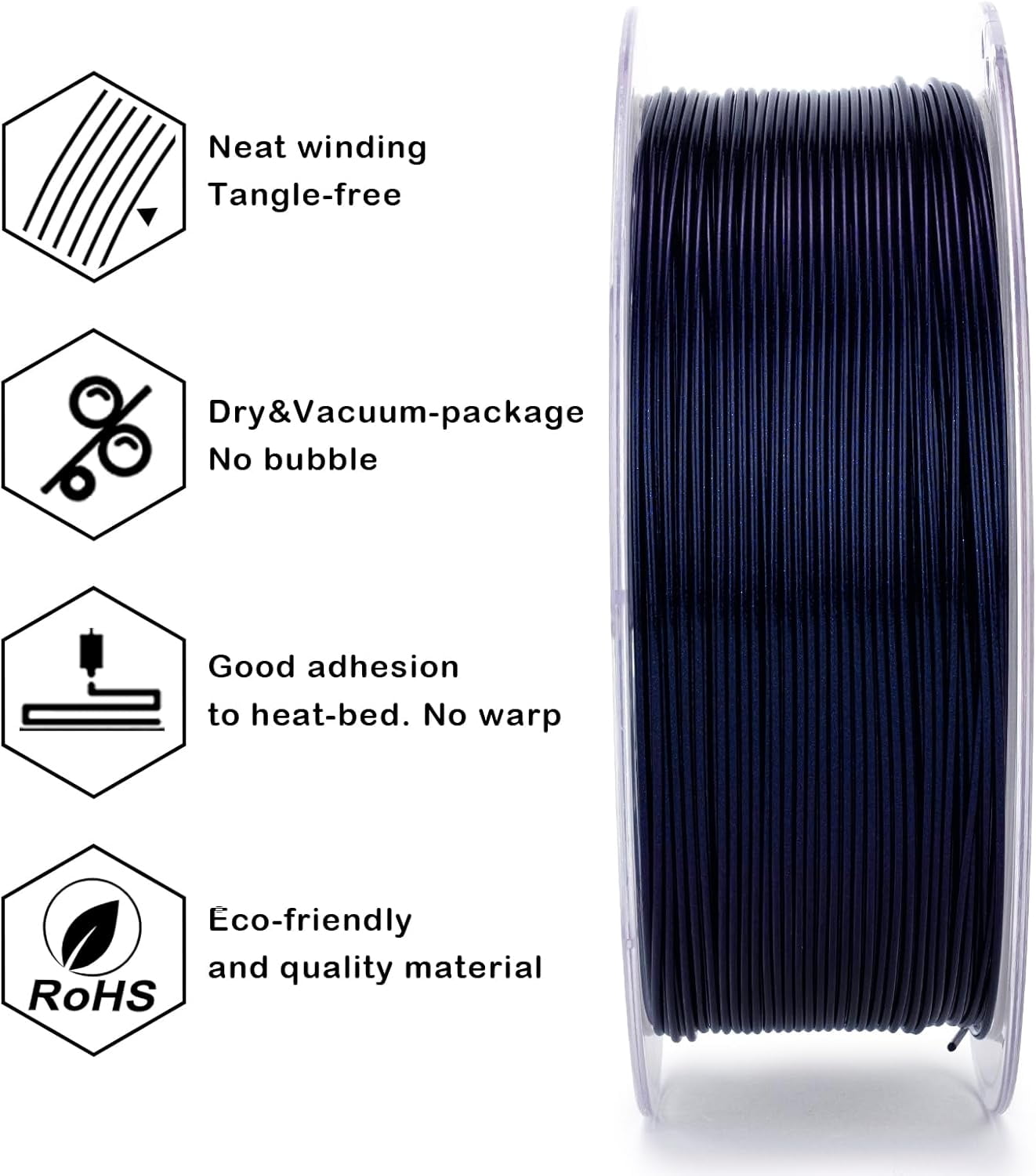 PLA Filament 1.75mm, Super Shiny Sparkle Glitter, Firely PLA Series 3D Printer Filament, Printing Material,1kg/2.2lbs Spool, Fit Most FDM Printers & Pens, Deepsea Blue