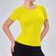 thumbnail image 3 of Camiseta de Manga Corta de Yoga para Mujeres Color Sólido Moda Casual Respirable Apretado Deportivo de Alta Elasticidad Camiseta de Carrera de Manga de Raglan Cuello Redondo Top de Manga Corta de Muj, 3 of 5