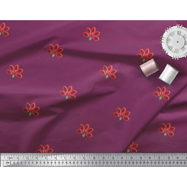 Soimoi polyester Crepe Fabric Artistic Floral Print Sewing Fabric Yard 52 Inch Wide