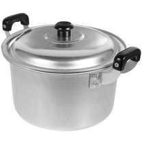 Tineasur 1Pc Black Multifunctional Aluminium Soup Pot with Dual Handles for Kitchen Use