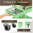 thumbnail image 3 of 3 Tier Rolling Utility Cart with Drawer, Utility Storage Organizer with Plastic Shelf & Lockable Wheels Multifunctional Storage Cart for Kitchen, Bathroom, Office, Living Room, Green, 3 of 14