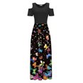 thumbnail image 4 of SMihono Robe Maxi Bohème d'Été pour Femmes Grande Taille Robe Longue Décontractée pour Femmes avec Imprimé Floral Rayé Manches Courtes Robe Maxi Robe de Plage, 4 of 5