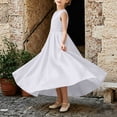 thumbnail image 6 of AHTJRT Bridesmaid Flower Dress for Girl V Back Bowknot Dresses A-Line Crewneck Sleeveless Cute Elegant Wedding Party Gowns White 3-4 Years, 6 of 10