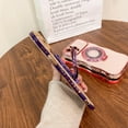 thumbnail image 5 of Compatible with iPhone 12 Pro Case  Ring Stand [Compatible with MagSafe] Cute for Women Girl Plating Wave Curly Love Heart Camera Protection Girly Phone Cover - Dark Purple, 5 of 13