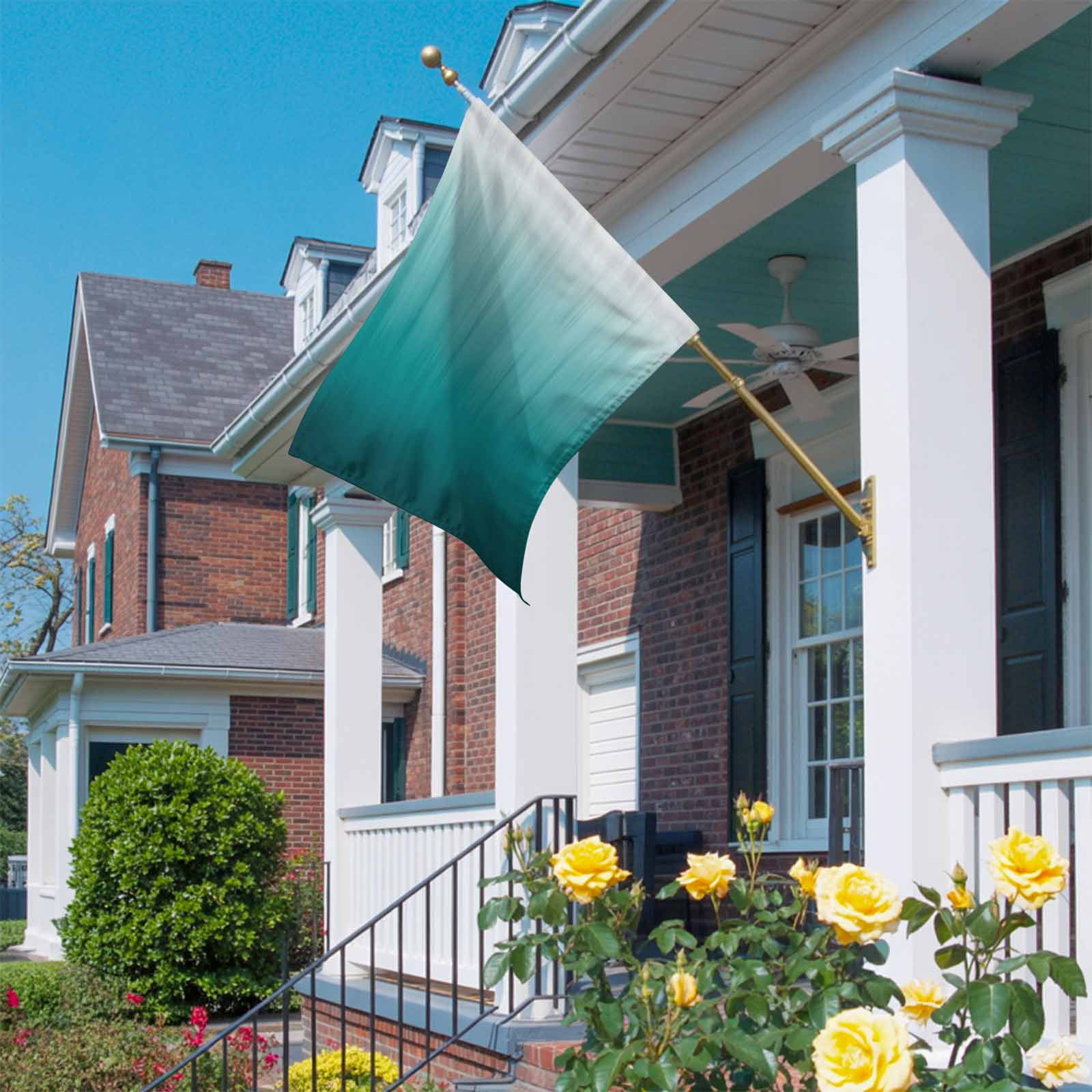 Teal Ombre House Flag 28 x 40 Inches, Contemporary Gradient Abstract Weather Proof Outdoor Patio Flags Double Sided Small House Decoration for Yard Lawn Outside Home