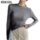 thumbnail image 2 of Camiseta básica de yoga de manga larga para mujer, estilo casual, cuello redondo, ajuste delgado, camiseta atlética para correr, 2 of 5