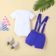 thumbnail image 4 of WAYUTE Toddler First Birthday Outfits Colorful Letter Print Baby Boy Outfit Short Sleeve Suspenders Romper Casual Clothing Sets, 4 of 6