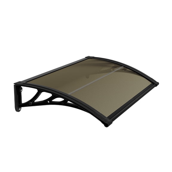 DQQKMM 1m x 1m Brown Window Canopy Awning, Window Door Awning for Rain, Heavy Duty Window Awnings Sun Shade, Durable Door Awnings Rain Shelter, Reinforced Window Canopy with Black Bracket Outdoor