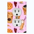 thumbnail image 1 of Metal Light Switch Wall Plate Outlet Cover (Coffee Mocha Espresso Grounds Cookie Sugar Treats Love Caramel Shake Pink - Single Duplex), 1 of 2