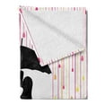 thumbnail image 2 of Kissing Soft Flannel Fleece Throw Blanket, Couple Romance Under Umbrella Abstract Colorful Raindrops, Cozy Plush for Indoor and Outdoor Use, 50" x 60", Dark Brown White, by Ambesonne, 2 of 5