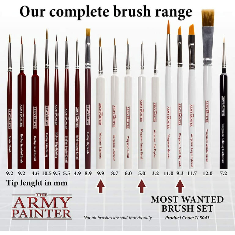 The Army Painter Most Wanted Brush Set - Miniature Small Paint Brush Set of  3 Acrylic Paint Brushes-Includes Drybrush, Regiment Model Paint Brush &  Detail Fine Tip Paint Brush for Painting Miniatures 