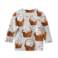 thumbnail image 4 of LTTVQM Girls 2026 Easter Shirts 3/4 Sleeve Happy Eggs Bunny Graphic Tee Comfortable Crewneck Blouses Trendy Clothing Light Gray 11-12 Years, 4 of 5