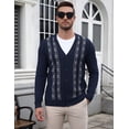 thumbnail image 6 of COOFADNY Mens Cardigan Sweater Vintage Striped V-Neck Long Sleeve Button Down Knitted Sweaters, 6 of 8