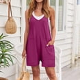 thumbnail image 2 of NMMUED Short Rompers for Women Casual Romper One Piece Jumpsuits for Women Overalls for Women Loose Fit Womens Rompers for Summer, Purple XL, 2 of 7